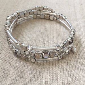 Stella & Dot bracelet layered silver crystals new